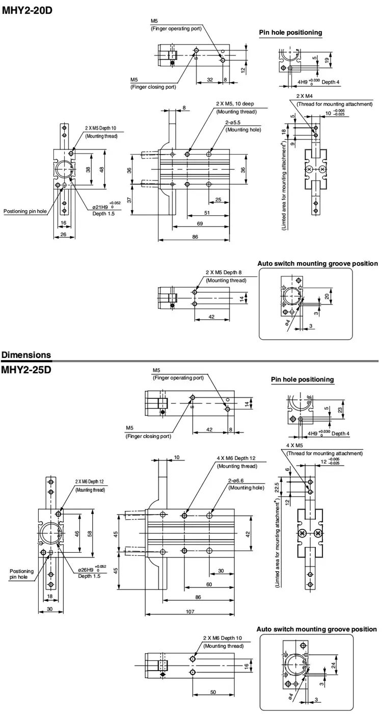 MHY2-10D MHY2-16D MHY2-20D MHY2-25D Pneumatischer Greiferzylinder mit 180-Grad-Öffnungs- und Schließfunktion – Detail 12