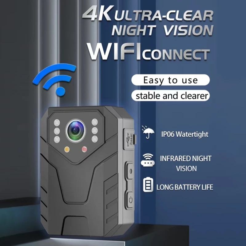 4K Wifi 1080P HD Mini Body Camera 2inch IPS Touch Screen Infrared Night Vision Cam Law Enforcement Video Recorder Police Bodycam
