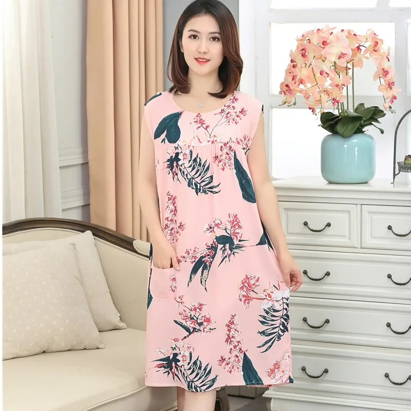 Hot Sale Big Yards 4XL Sleep Lounge Women Sleepwear Cotton Nightgowns Sexy Indoor Clothing Home Dress Floral Nightdress