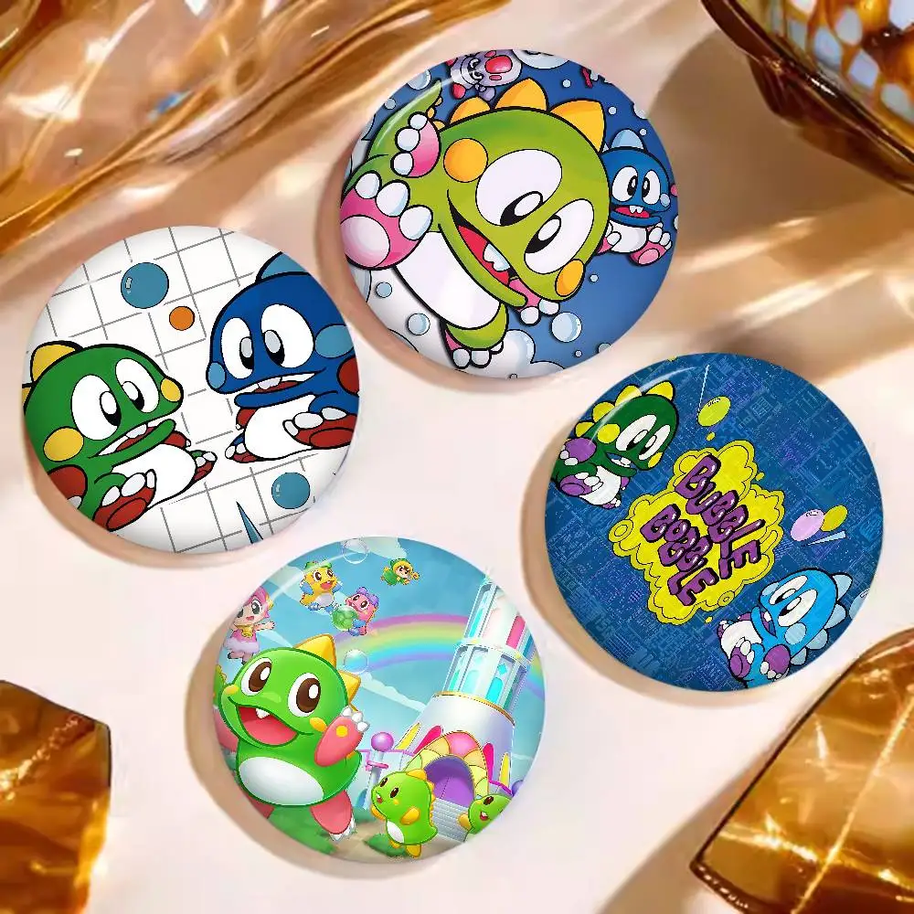 Broche de chapa redonda con diseño de pin creativo de Arcade Game B-Bubble-B-Bobble, caras divertidas, accesorios para mochila, sombrero, joyería, regalos.