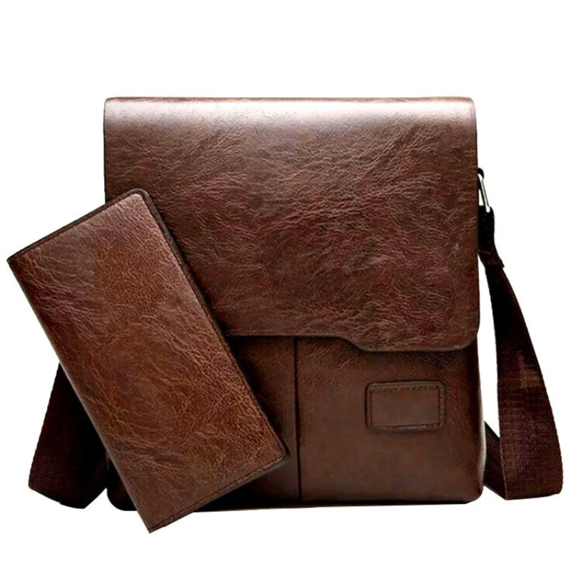 PU Leather Crossbody Shoulder Bag Small Messenger Bags for Men Purse Work Travel Business Sling Handbag Flap Pack