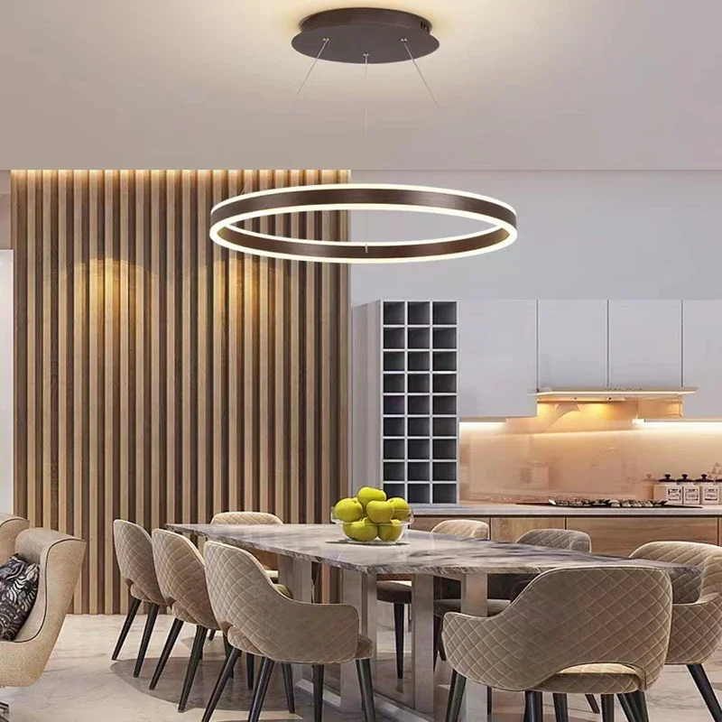 Moderno LED Ring Chandelier, Luz Regulável para Sala de Estar, Sala de Jantar, Mesas de Comida, Cozinha, Decoração de Casa