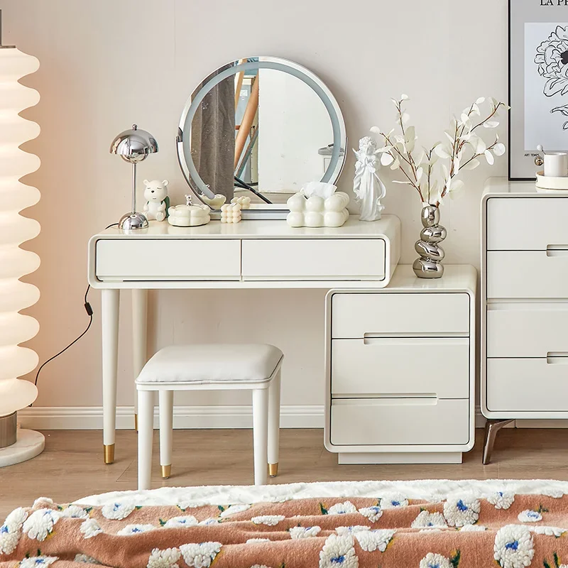 

Aesthetic Beige Dressing Table Storage Organizer Unique Luxury Dressing Table Bedroom Makeup Mesa Maquillaje Furniture Home