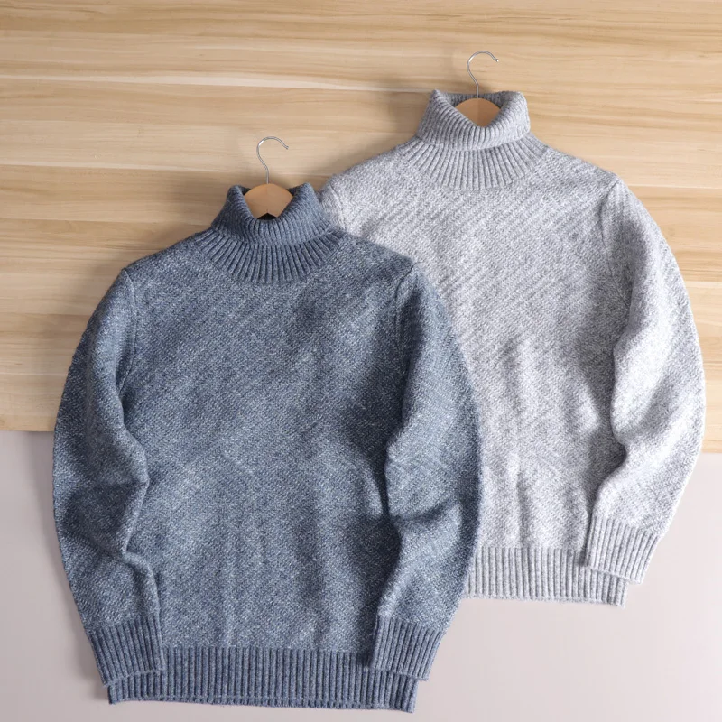 

Slimming Effect Wool Blend Knitwear High Collar Men's Sweater Faionable Urban Sle Long Sve Winter Faion Youth Pure C...