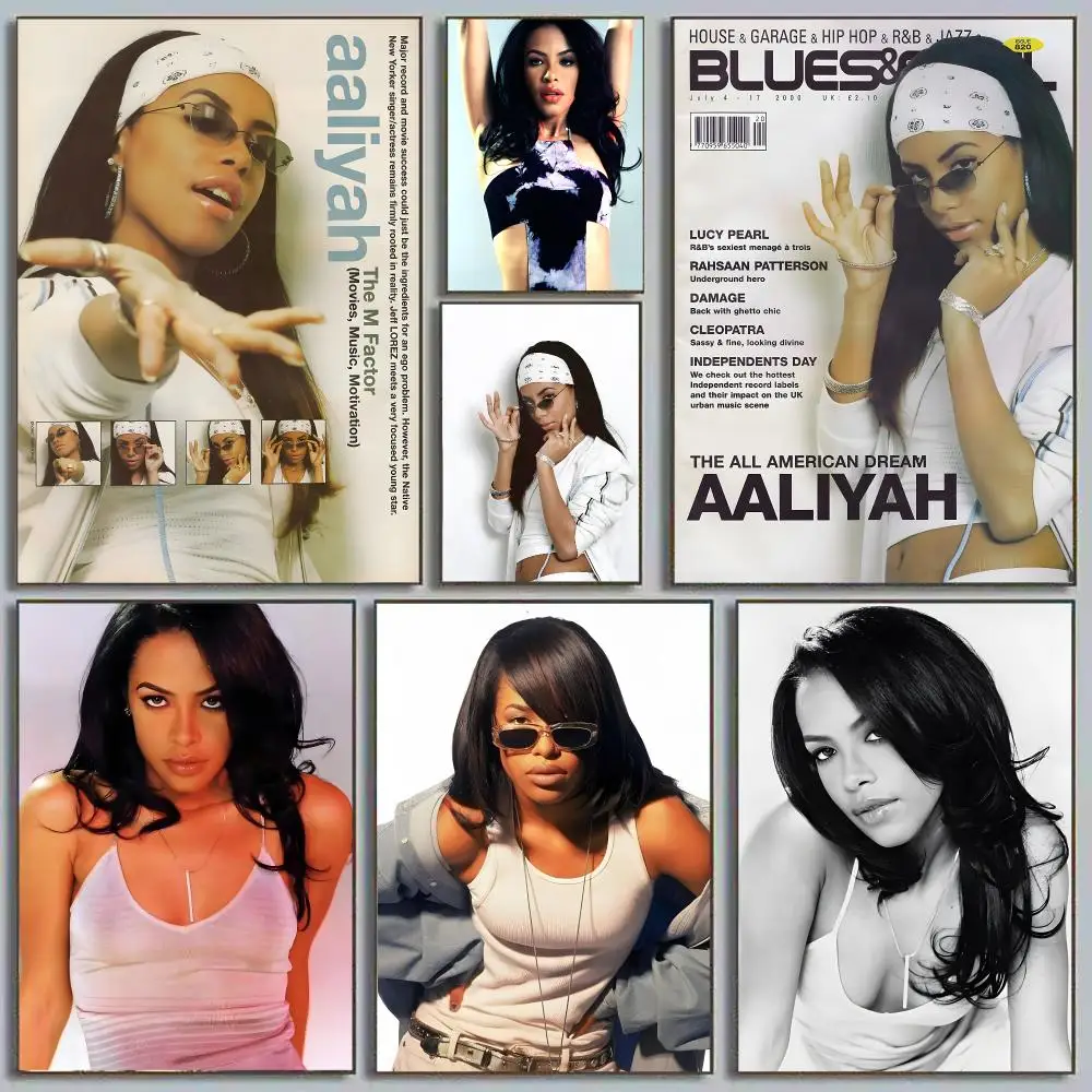 Aaliyah Princess Of R&B Try Again Y2K Fashion Icon Painting Calligraphy Poster Eco-Friendly Decor Frameless Canvas