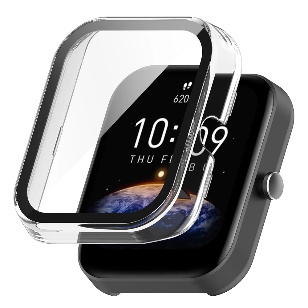 PC+ Glass Protective Case For Huami Amazfit Bip 3 Bip3 Pro Full Screen Protector Shell Bumper
