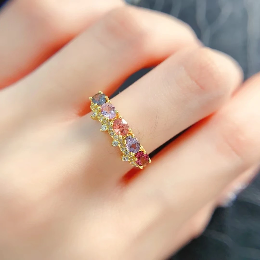 KJJEAXCMY Natural Spinel Ring S925 silver , electroplated locking color process, high clarity Full of luster Support testing