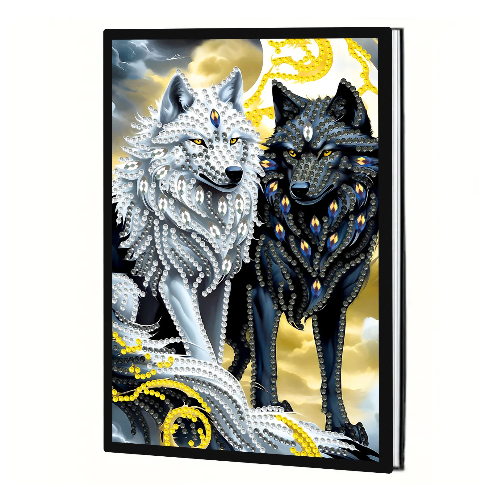 Kits de caderno de pintura de arte de diamante para adultos, caderno de lobo feroz formato especial pontos de arte de diamante para presente de arte de escritório criativo
