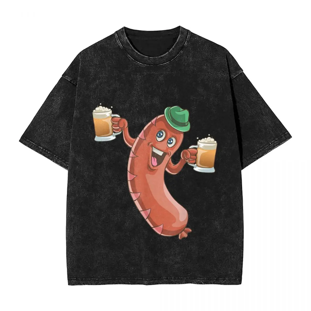 Oktoberfest Sausage Germany Lederhosen Bier Beer T Shirt Hippie T-ShirtsShort Sleeves Y2K Top Summer Cotton O Neck Oversized Tee