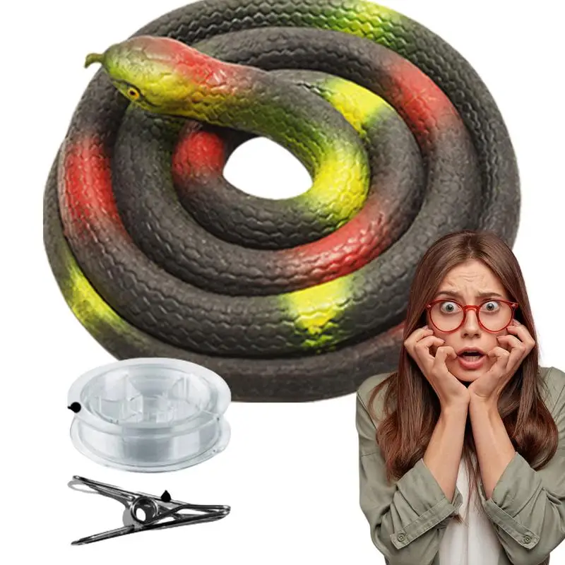 Snake Prank Toy Fake Snake Prank Props Simulation Snake Toy With String And Clip Fun Scary Tricky Toy Soft Rubber Gift