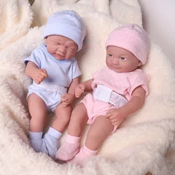 New Bebe Reborn Doll 35cm Vinyl Reborn Toys For Girl Cute Crying Emoji Doll Full Body Soft Vinyl Boy Girl Bebes Reborn Toy Gifts