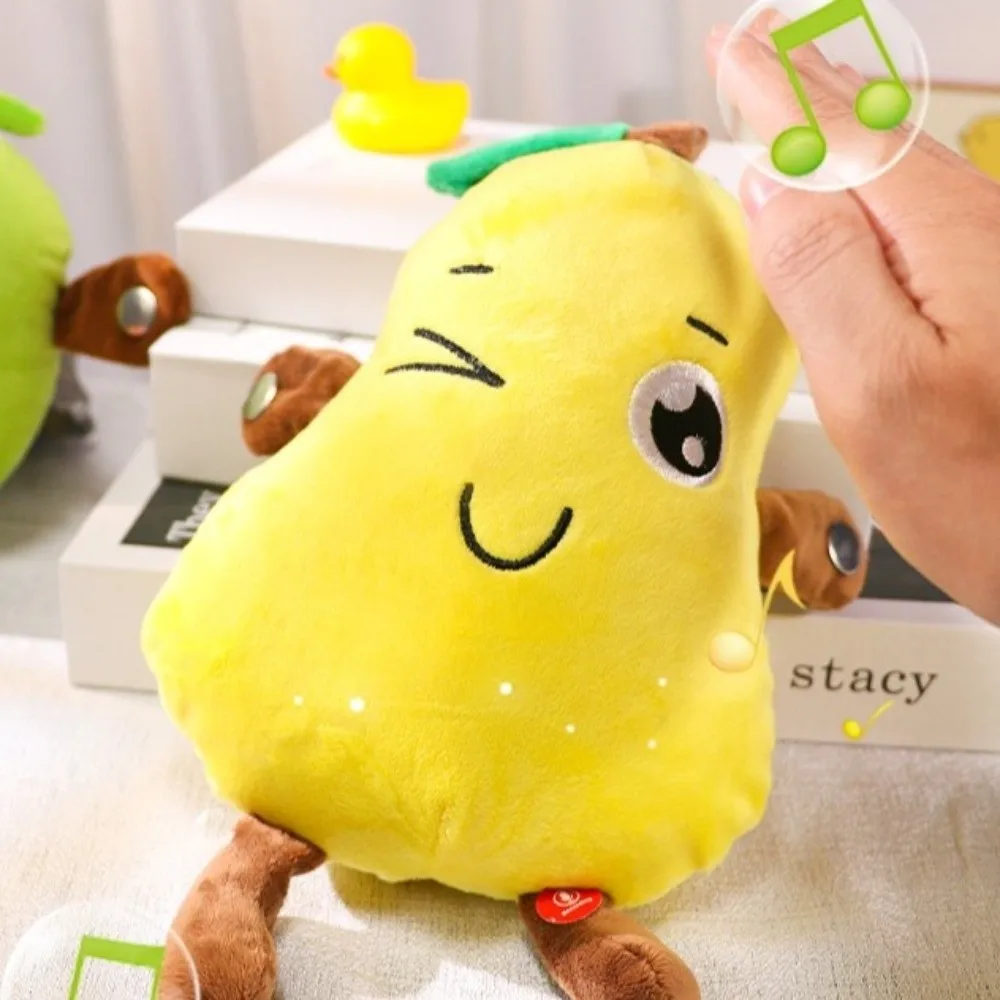 Giocattolo musicale interattivo Sensing Beat Giocattoli di peluche Frutta musicale Dooll Peluche elettrico Animali di peluche ripieni di pera arancione