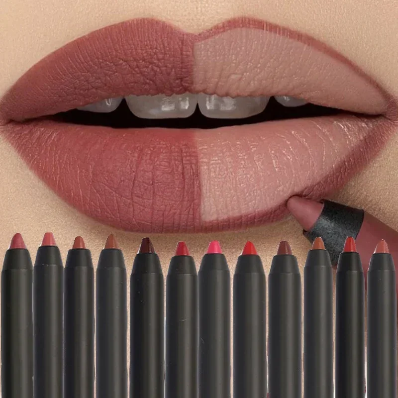 เซ็กซี่สีแดง Lip liner ดินสอ Matte ลิปสติกปากกา Long Lasting Waterproof Lips Contour แต่งหน้าริมฝีปาก Smooth Nude Lipliner ปากกาเครื่องสําอาง