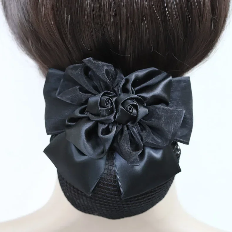 i-Remiel Hair Cover Tulle Clip Ribbon Bowknot Bow Bun Net Snood Crochet Cover Tiara Accesories Clip Lady