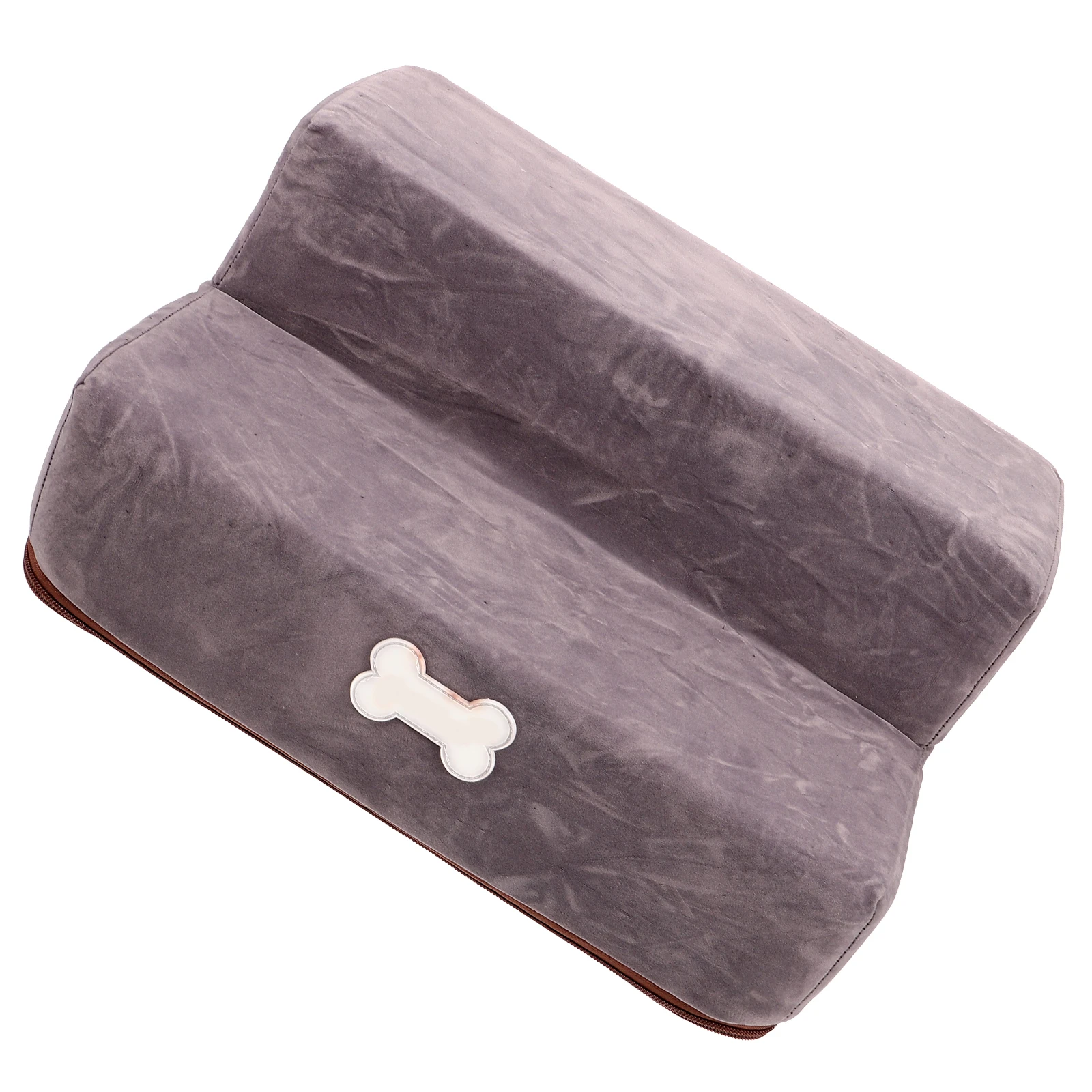 

Pet Ladder Ramps Stair Climbing Safety Foldable Small Dog Steps Deer Suede 2 Layers Light Grey Size S Non Slip Durable Pet