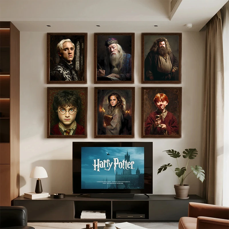 Póster de personajes y escenas del mundo mágico de Harry Potter, impresión artística de la escuela de mago renacentista, imágenes de pared de Academia oscura, decoración