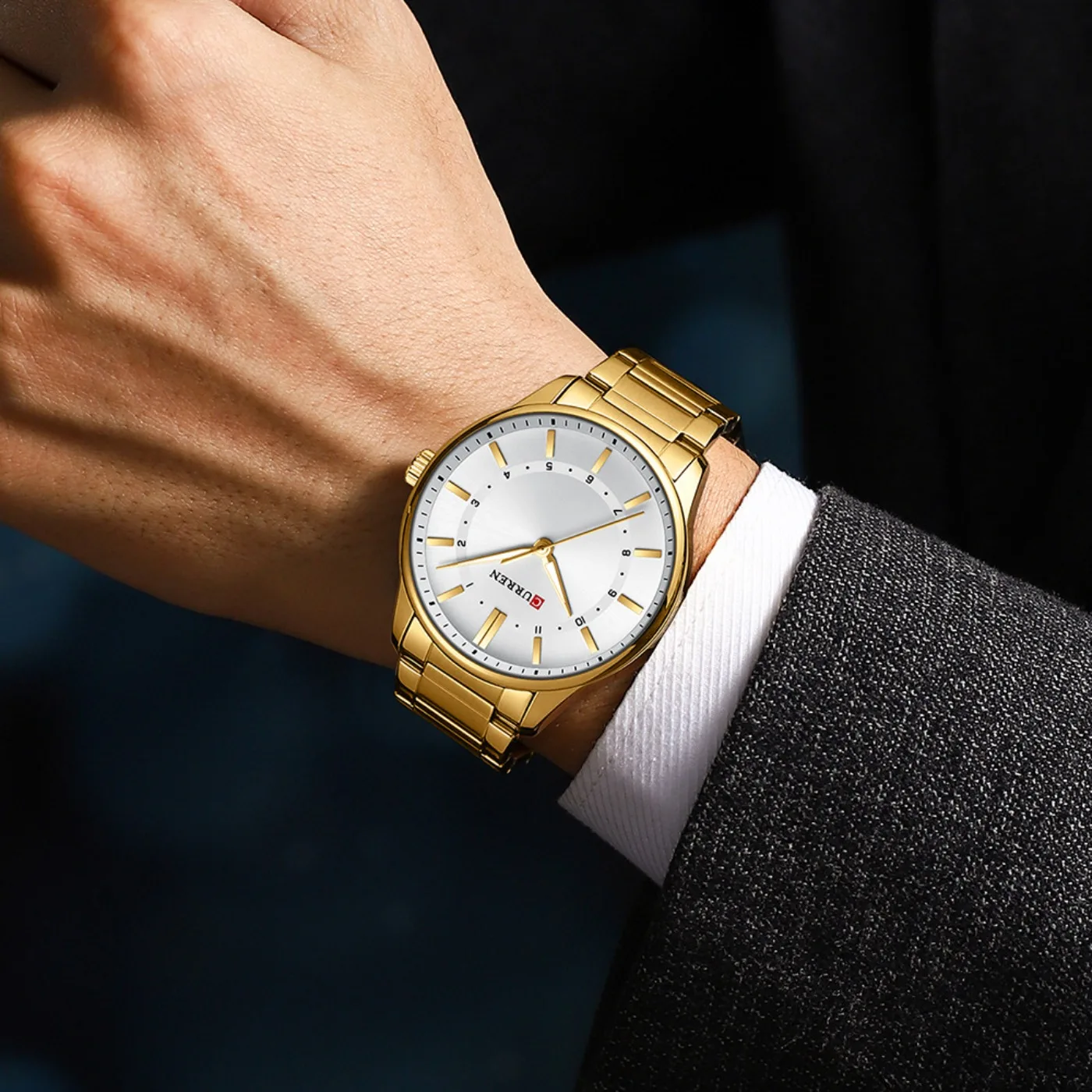 CURREN 8430 Classic Fashion Men's Quartz Watch Luminous Simple Gold Stainless Steel Business Casual Watches for Men Reloj Hombre view 6