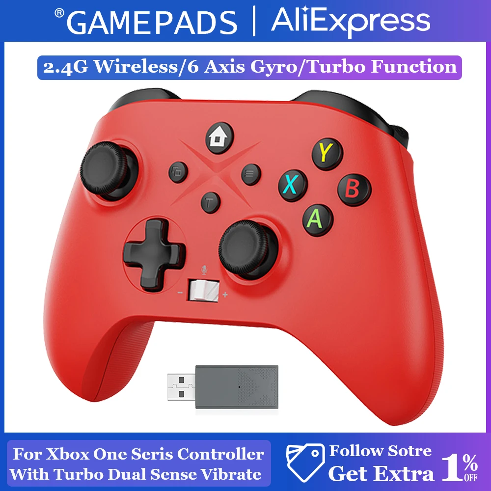 

Беспроводной контроллер 2,4 ГГц для Xbox One Series X/S, ПК, iOS/Android, аксессуары для игровых консолей с аккумулятором 650 мАч