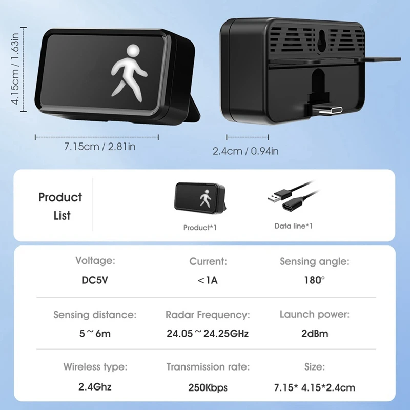 Tuya Wifi Bluetooth Human Presence Detector Smart Human Sensor 24G Millimeter Wave Detector Motion Sensor Detection