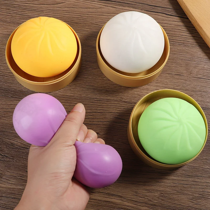 

1Pc Cute Simulation Steamed Bun Squishy Toy with Steamer Realistic Food Squeeze Fidget Toy Anxiety Stress Relief Prop