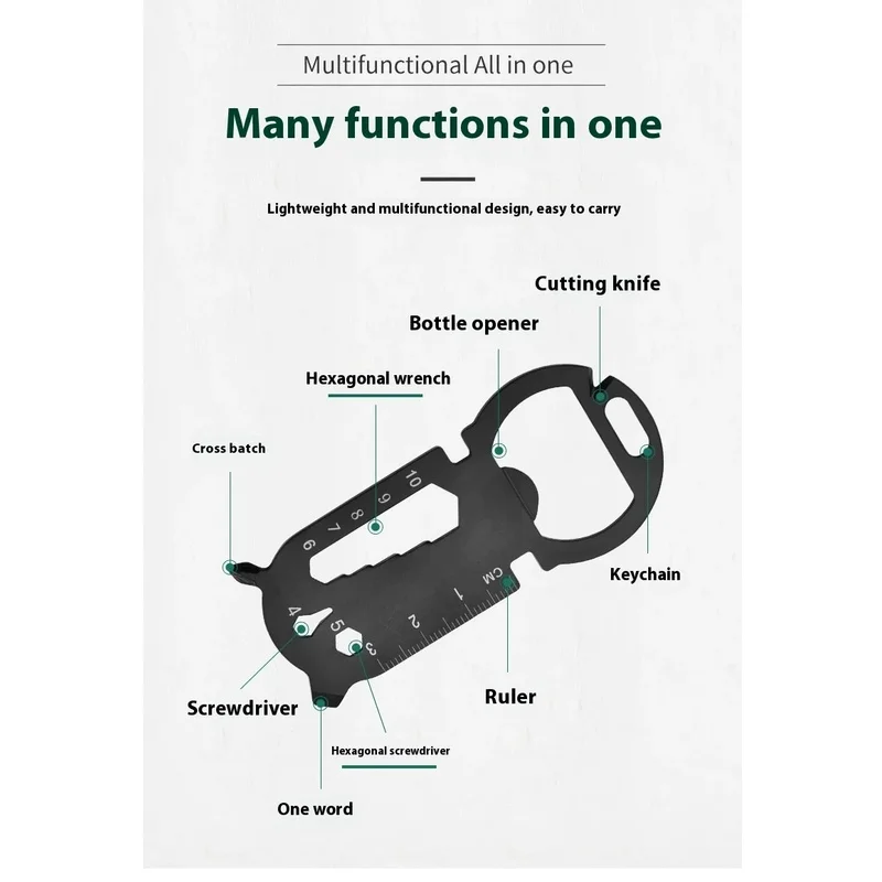 SS muntifunction mini EDC tools card beer openners knife key chain ruler screwdriver wrench Cross batch for M2-M6 portable outdo