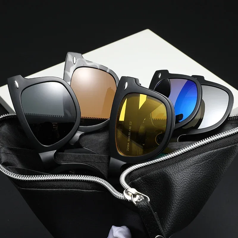 Braz 6 In1 الرجال الاستقطاب قصر النظر النظارات الشمسية الكلاسيكية البصرية مشبك مغناطيسي وصفة طبية مخصصة نظارات نسائية الإطار-0.5 ~-10 #6