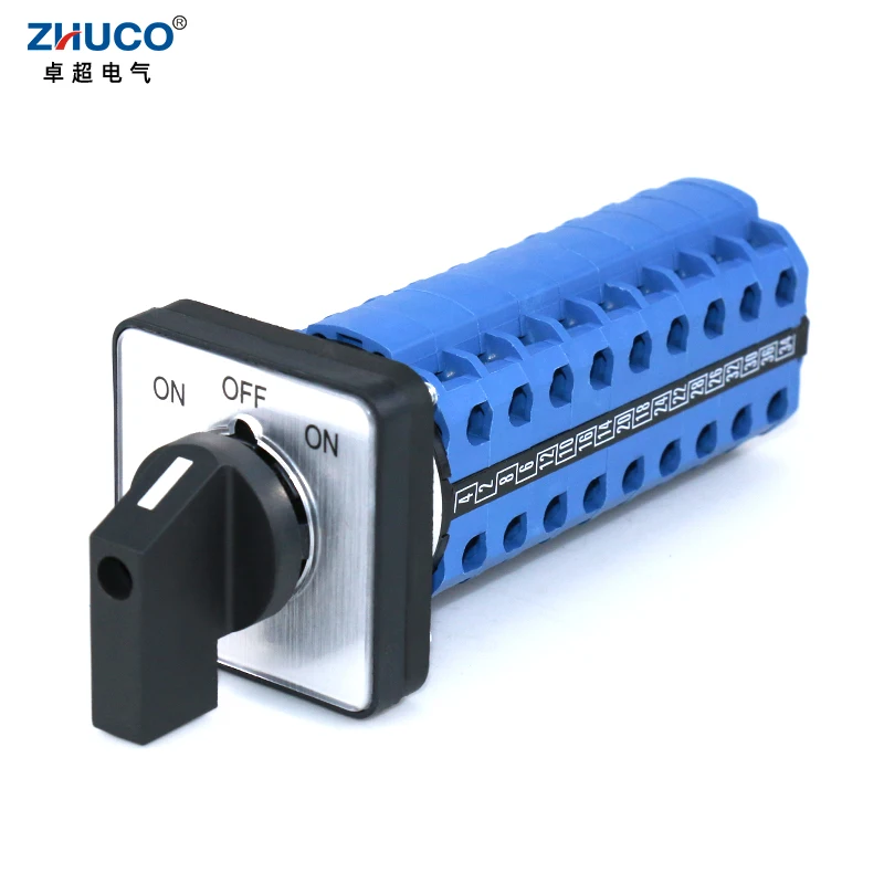 

ZHUCO SZW26/LW26-20 ON-OFF-ON 3 Position 36 Terminals 20A Transfer Changeover Cam Universal Selector Switch 64X64 48X48 mm Panel