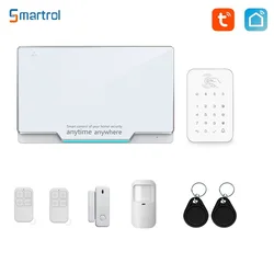 Smartrol WiFi Security Alarm System Tuya Smart Alarm Sensor Kit Remote Monitor Fireproof Burglar Home Safety Protection Alarms