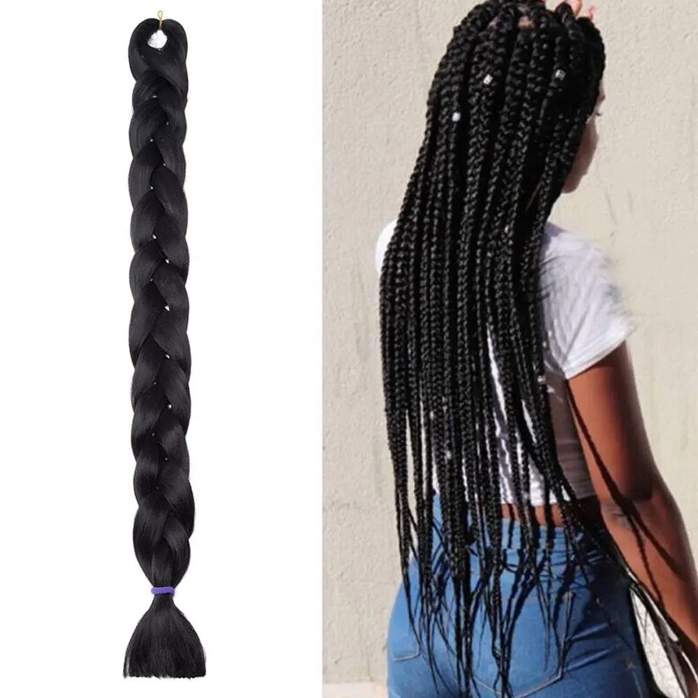 Snoilite Synthetic Jumbo Braiding Hair Extension 41Inch Long Hair Braids for DIY Box Twist Hair 165g/pcs Women Braiding Ponytail