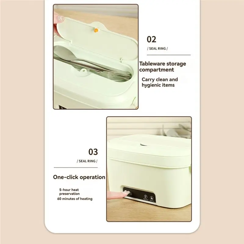 AB43-For Adults For Outdoor Cordless Heated-Lunch Box 1.5L Rechargeable Auto-Scheduled Food Heater Smart Hot Lunch Box A
