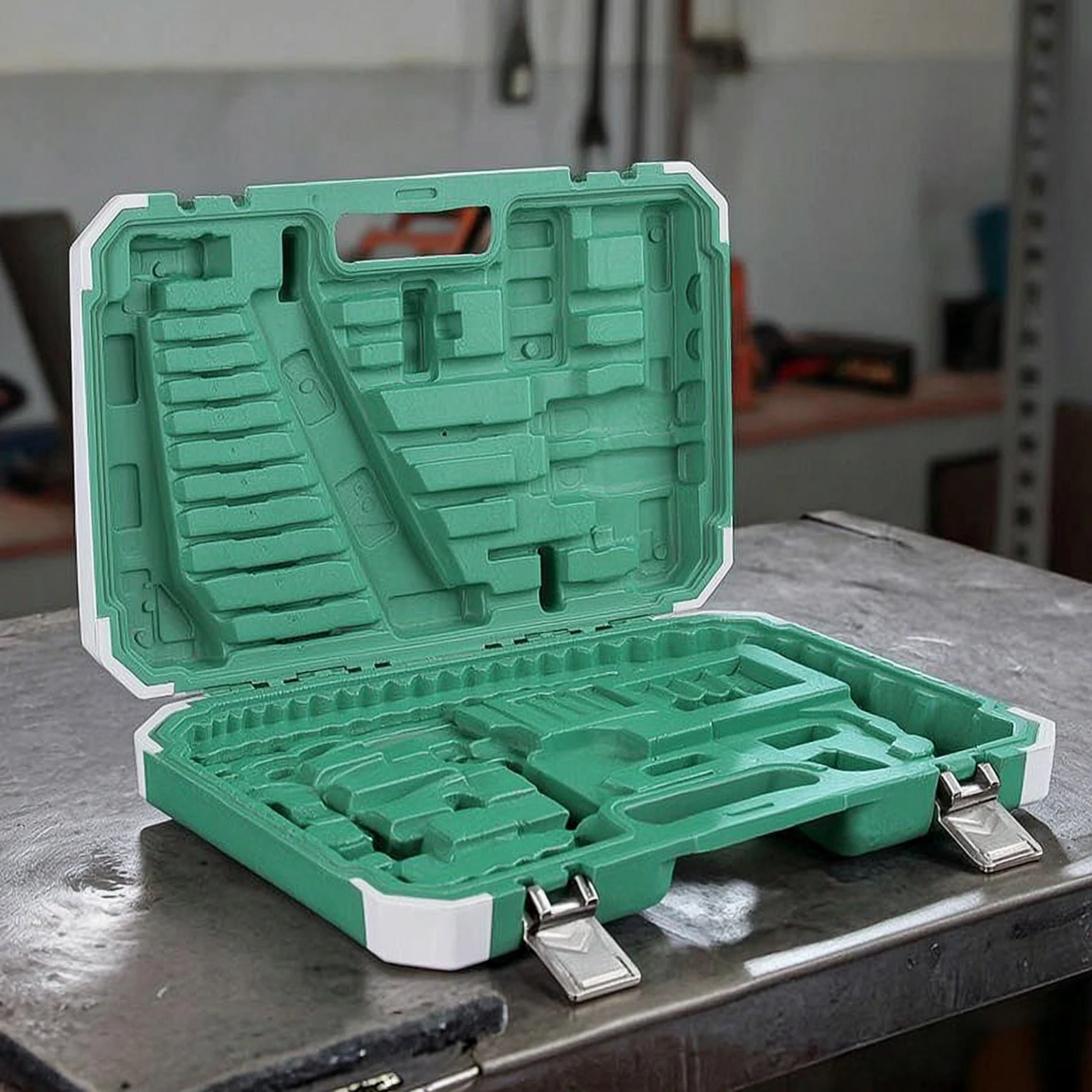 Hard Storage Case Impact-Resistant Empty Tool Organizer Box Toolbox with Top Compartment Heavy-Duty for DIYers, Workshop, Garage
