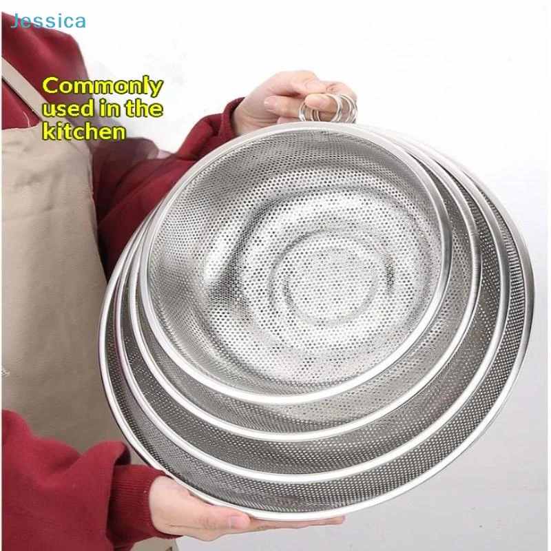 ♥Stainless Steel Kitchen Hole Dense Mesh Sifter Colander Strainer Sieve Baskets for Washing Fruits/Vegetables/Rice