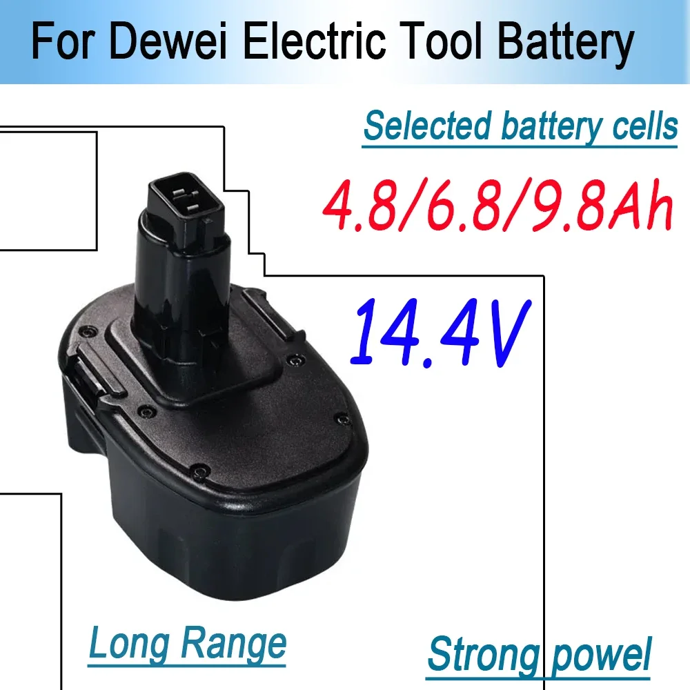 

Replacement Battery For Dewalt 14.4V 4.8/6.8/9.8Ah DW9071 DW9072 DE9037 DE9071 DE9072 DE9074 Cordless Power Tool Batteries