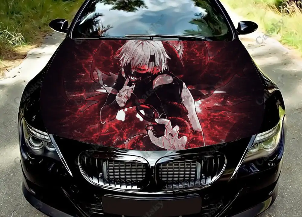 

anime tokyo ghoul Car Hood Vinyl Stickers Wrap Vinyl Film Engine Cover Decals Sticker on Car Auto Accessories