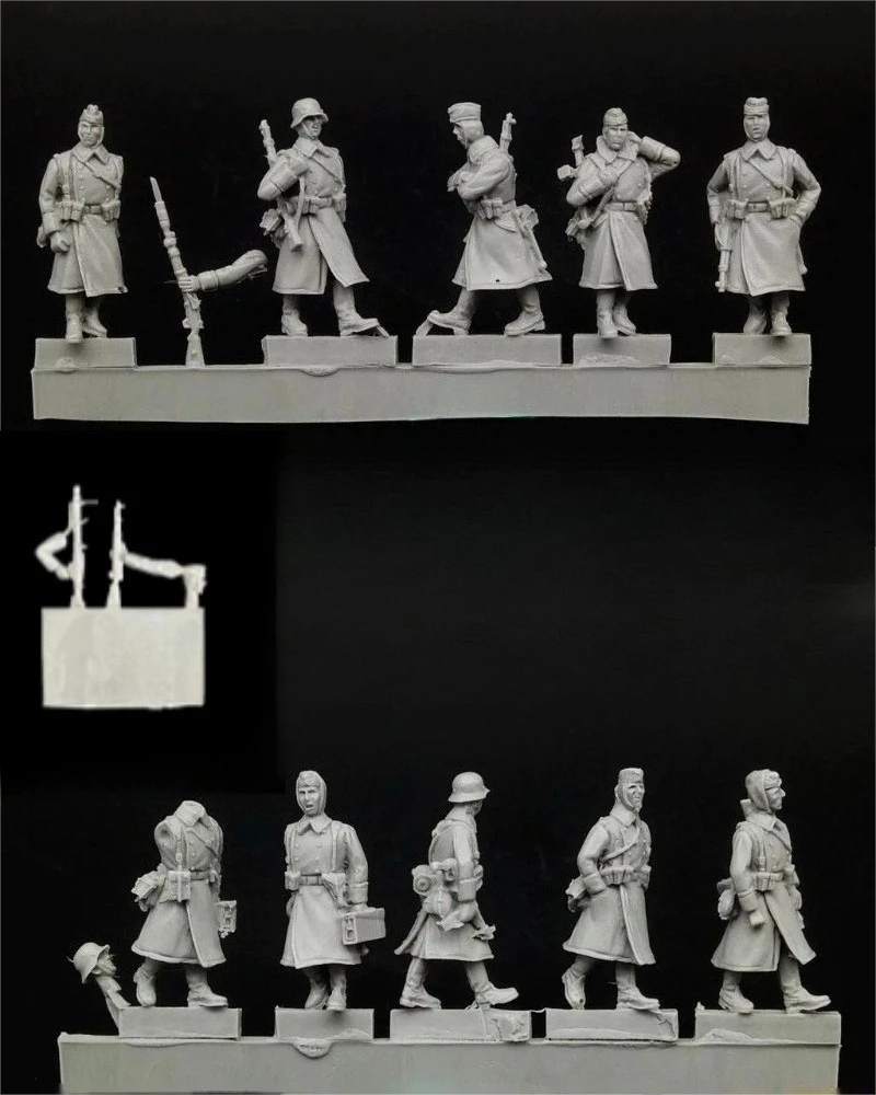 1/72 Scale Diecast Resin Figure Model Kit WWII Winter Clothing Soldier 10 Figures Unpainted