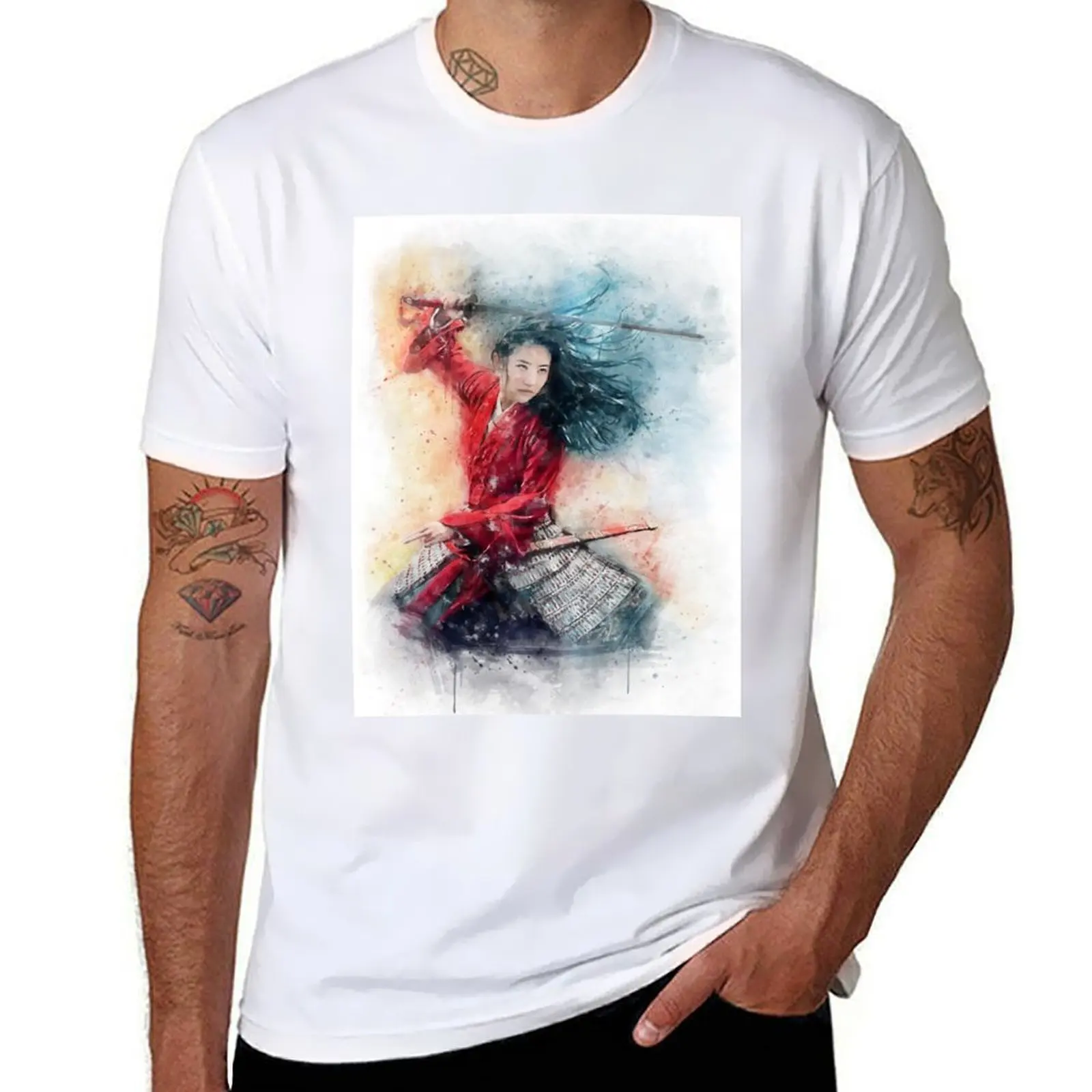 

Legendary Mulan watercolor T-Shirt man t shirts high quality luxury brand man graphic t shirt men t shirt cotton 100% T-shirt