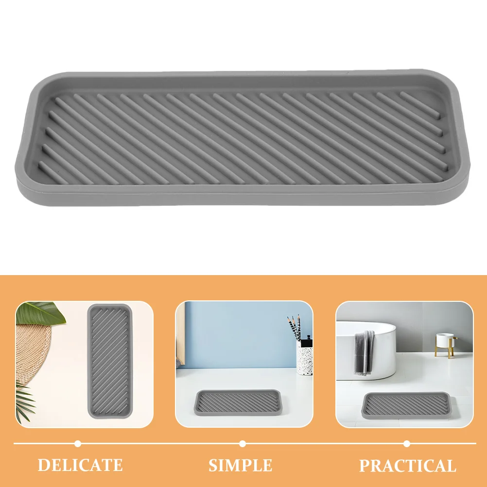 2 قطعة صينية سيليكون المنزلية الغرور المنظم متعددة الوظائف الحمام كونترتوب صينية غسول الصابون فرشاة الأسنان معجون الأسنان حامل #4