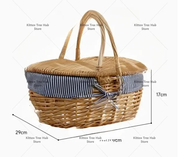 Handmade Willow Picnic Baskets - Rattan Gift Baskets, Handheld Vegetable Storage Baskets and Egg Holders for Families and Outing