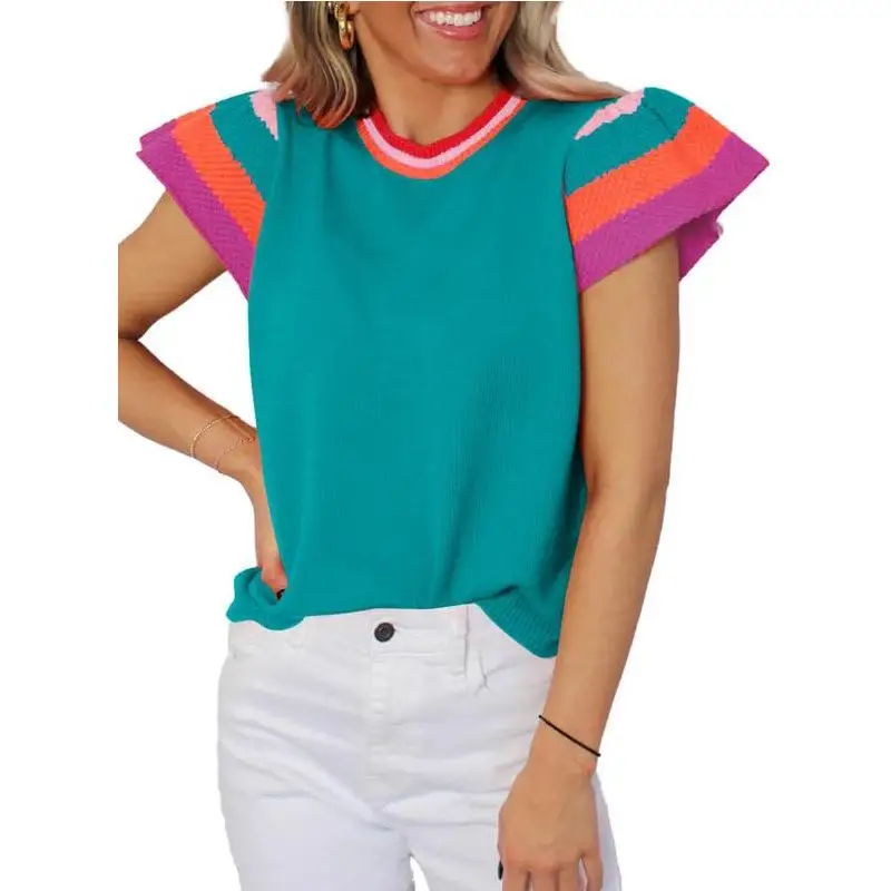 Sweet Sle ort Sve gebreide trui rond Ne Color Blo damestop Faionable Casual Comfortabel Ademend 2025, su...