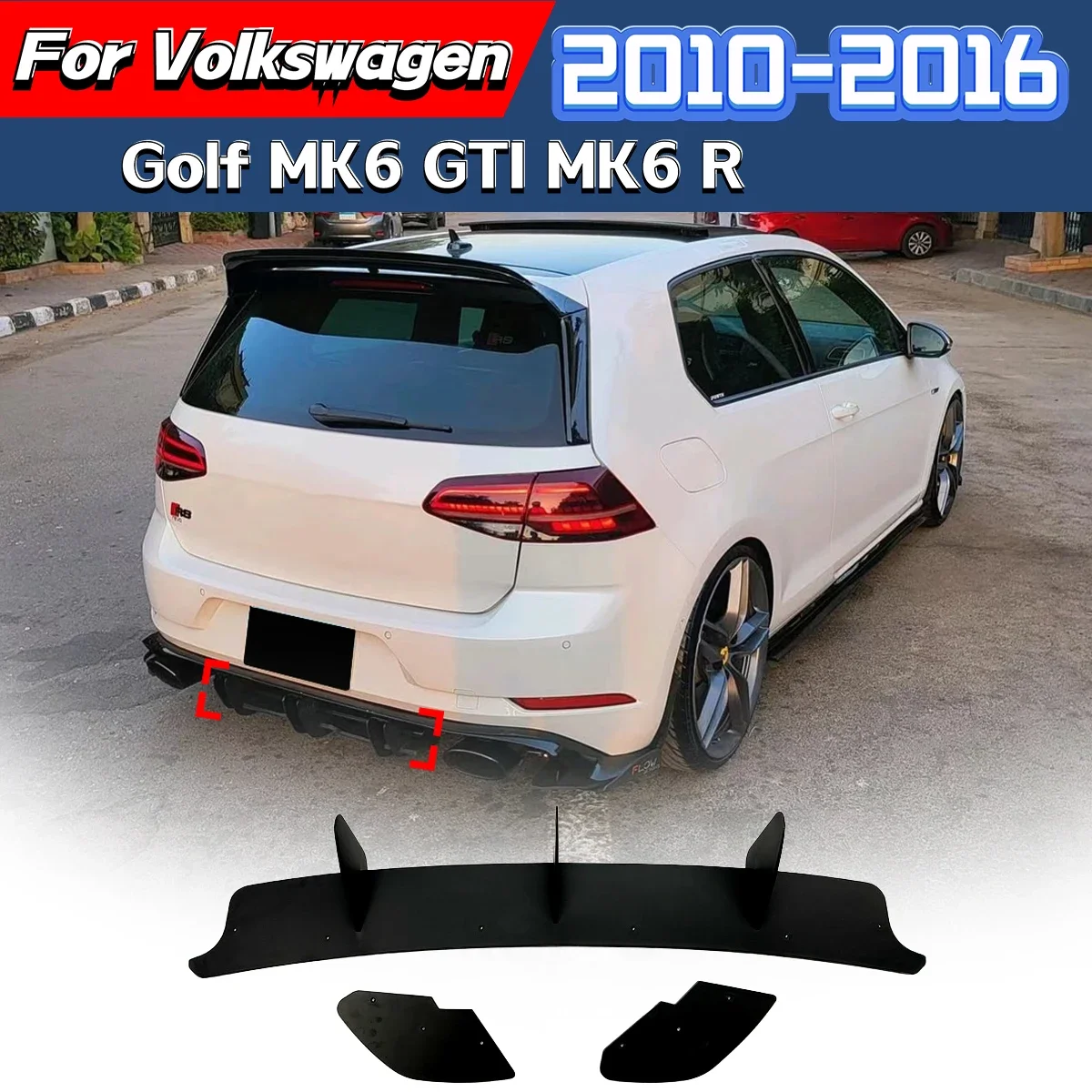 For Volkswagen Golf MK6 GTI MK6 R 2010-2016 Rear Bumper Spoiler Rear Side Splitter Diffuser Lip Guard Rear Air Knife Body Kit