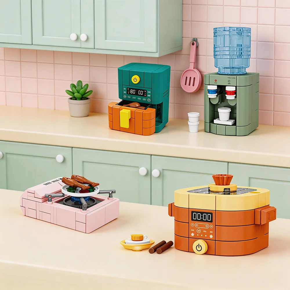 Miniature Kitchen Appliance Building Kit a DIY Home Furniture Collection with Cozy Charm a Fun Educational Toy for Creative Kids