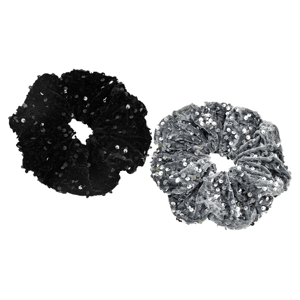 

2 Pcs Velvet Sequined Hair Tie Girls Headband Elastic Ties Bands Bulk Scrunchies for Women