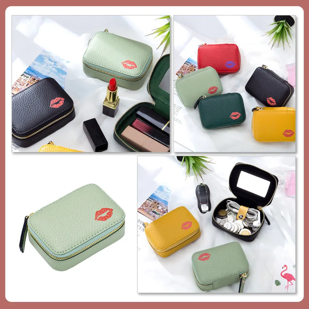Travel Makeup Bag Portable Small Lipstick Pouch Mirror Organizer Convenient Carrying Storage Small Lipstick Bag