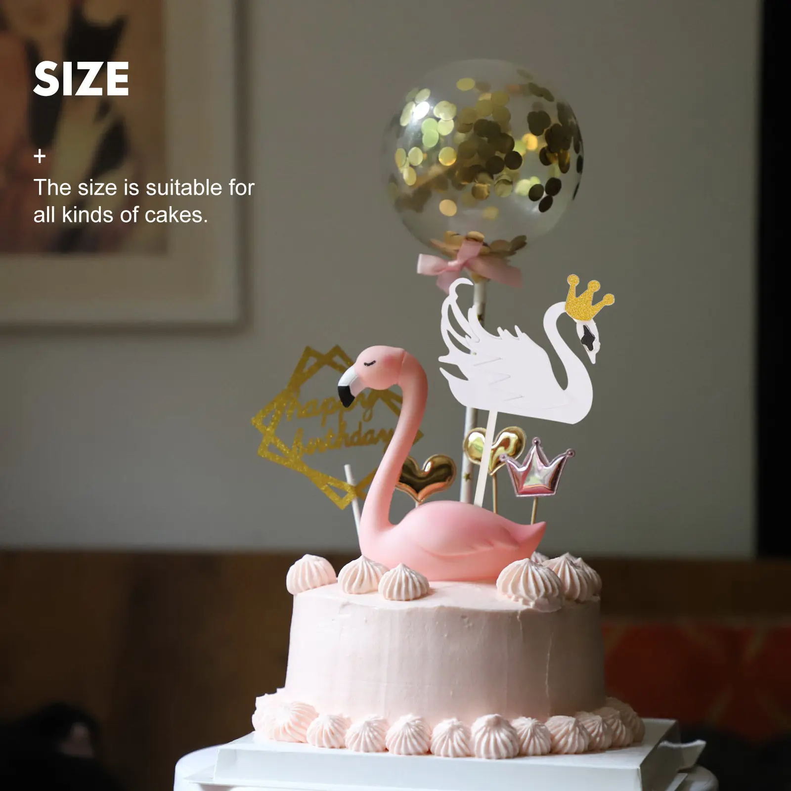 15Pcs Swan Dessert Topper Birthday Cake Toppers Cupcake Picks Cake Decorations for Parties Baby Shower Anniversaries Events - view 5