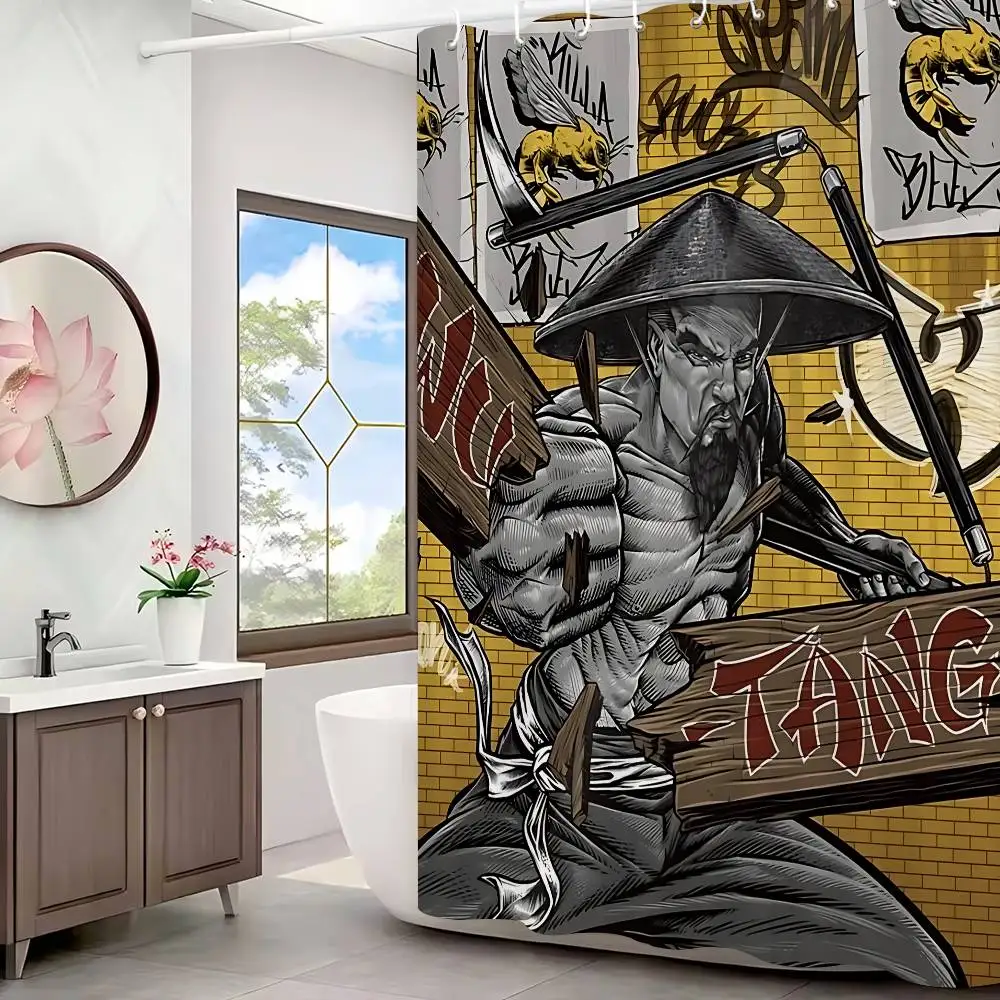 Singer WU-T--TANG Cool Shower Curtain - Water-Repellent And Leak-Resistant, Mold And Mildew Resistant For
