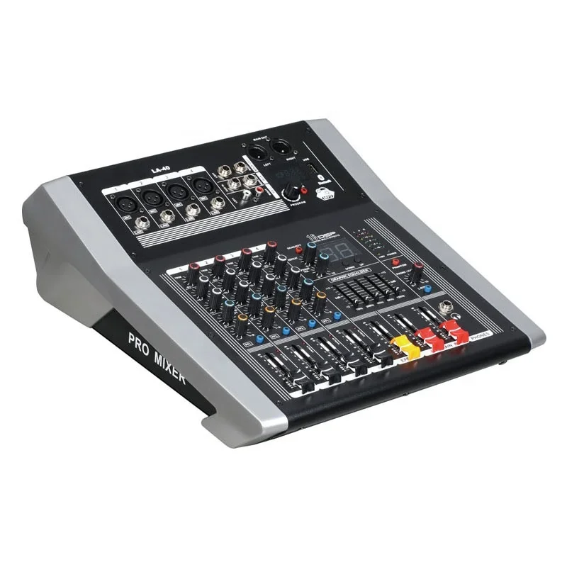 

LA40/LA60/LA80/LA120 Bluetooth Powered Mixer 4/6/8/12 Channels USB Sound Amplifier Mixer With 16 DSP Effects/250W*2CH