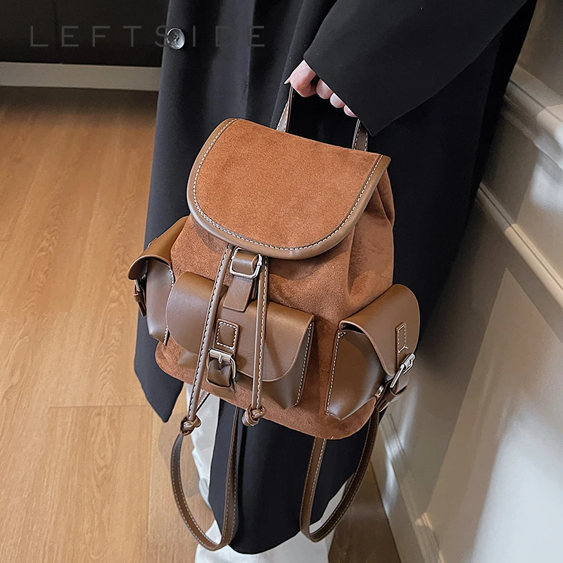 

Левая сторона, женские маленькие рюкзаки из искусственной кожи, новинка 2023 года, корейский модный роскошный рюкзак с несколькими карманами, студенческая школьная сумка, рюкзаки