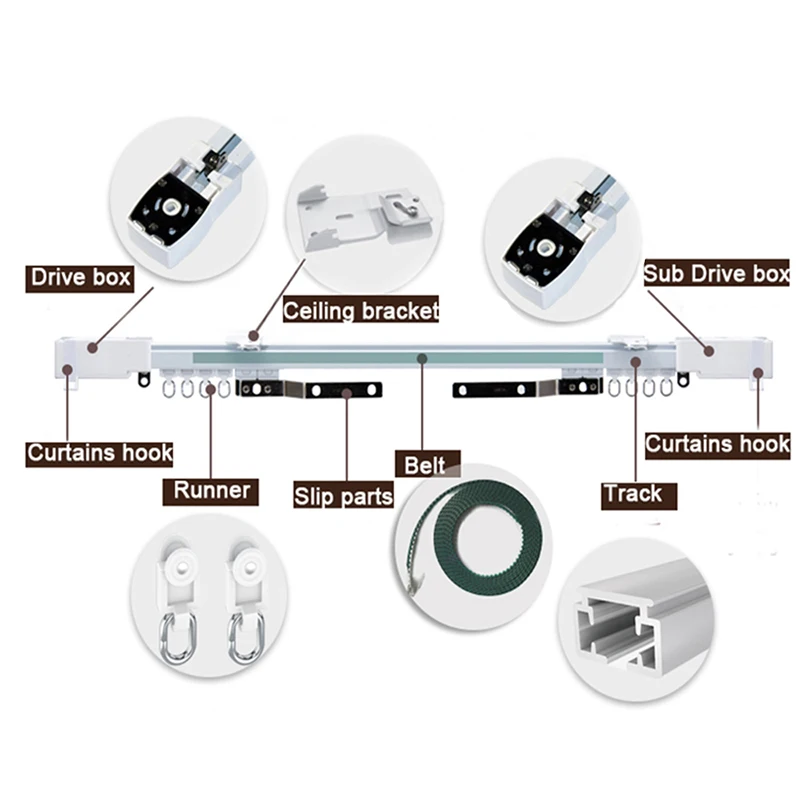 Customizable Super Silent Electric Curtain Track Rail for Aqara Tuya Wifi/Zigbee Motor Smart Home Curtains Rod Cornice