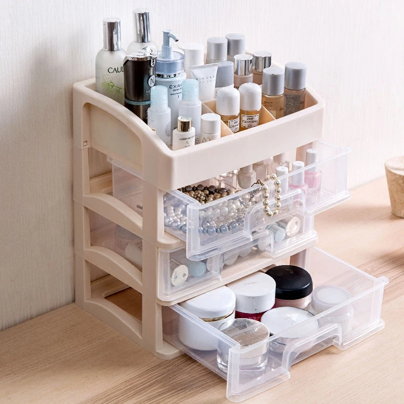 Drawer-type cosmetic storage box dresser storage rack desktop plastic multi-layer skin care product rack for home use tools car 