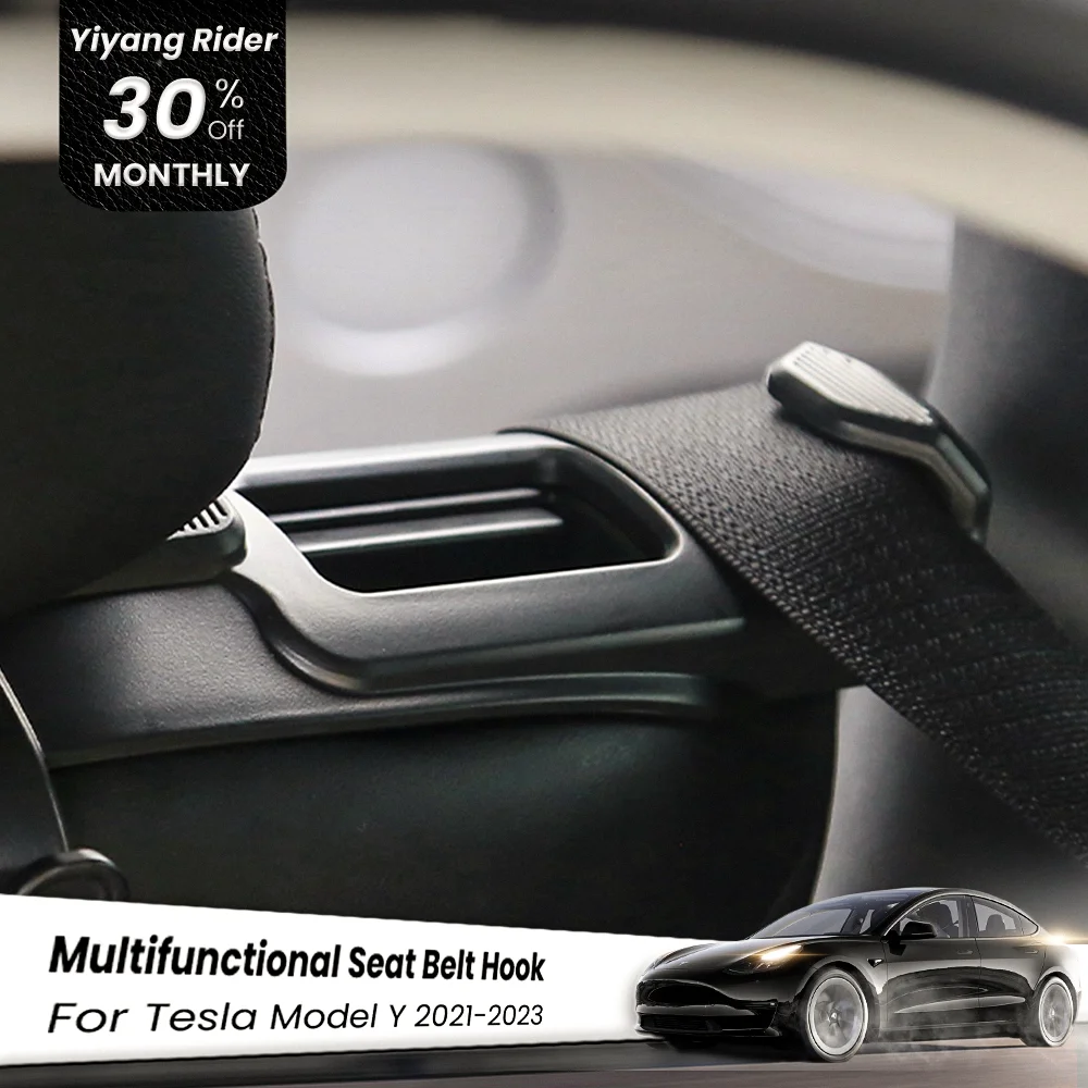 

For 2021-2023 Tesla Model Y 2pcs ABS Seat Belt Fixing Bracket with Two Couple Convenient Storage Non-destructive Installation